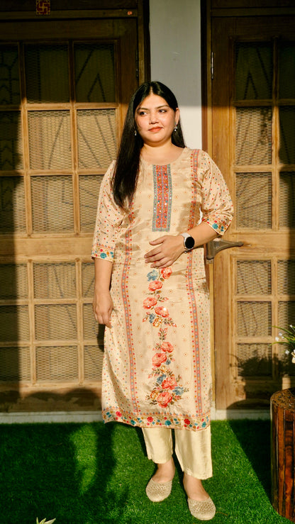 Noor-e-Gulab Embroidered Silk Suit Set