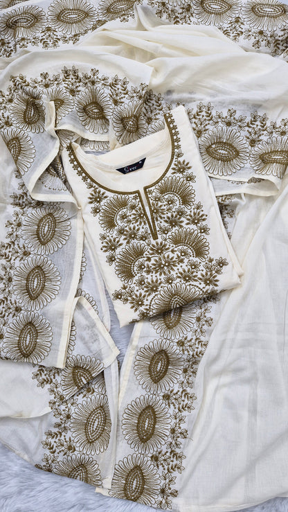 Ivory Grace Floral Kurta Set
