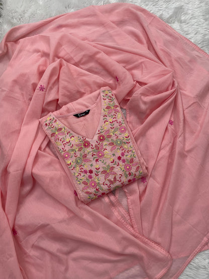 Malmal Cotton Light Pink Embroidered Suit Set