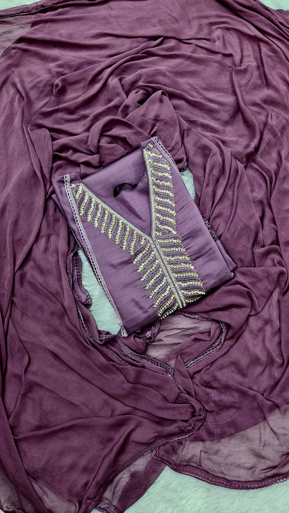Lavender Dream dola silk Embroidered Suit Set