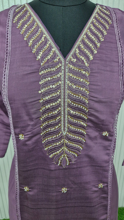 Lavender Dream dola silk Embroidered Suit Set