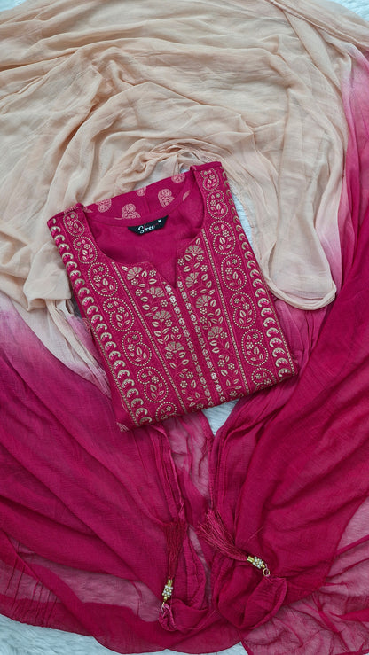 Magenta Bloom Printed Anarkali Suit Set